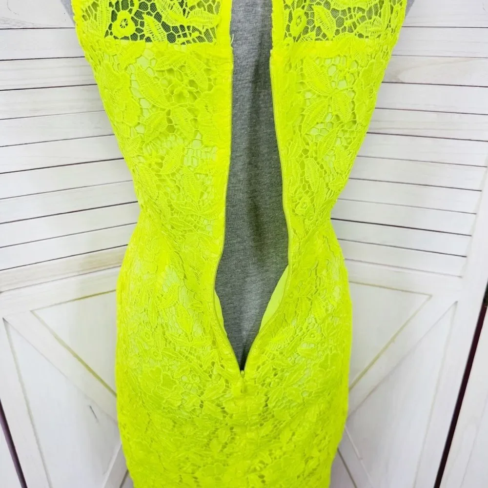 J. Crew Collection Neon‎ Lace Sleeveless Sheath Dress Yellow 4